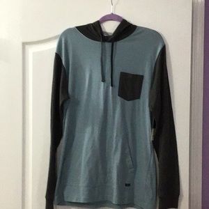 NWTMen’s Size Large RVCA Lightweight Gray Blue Long Sleeves Front Pockets Hoodie